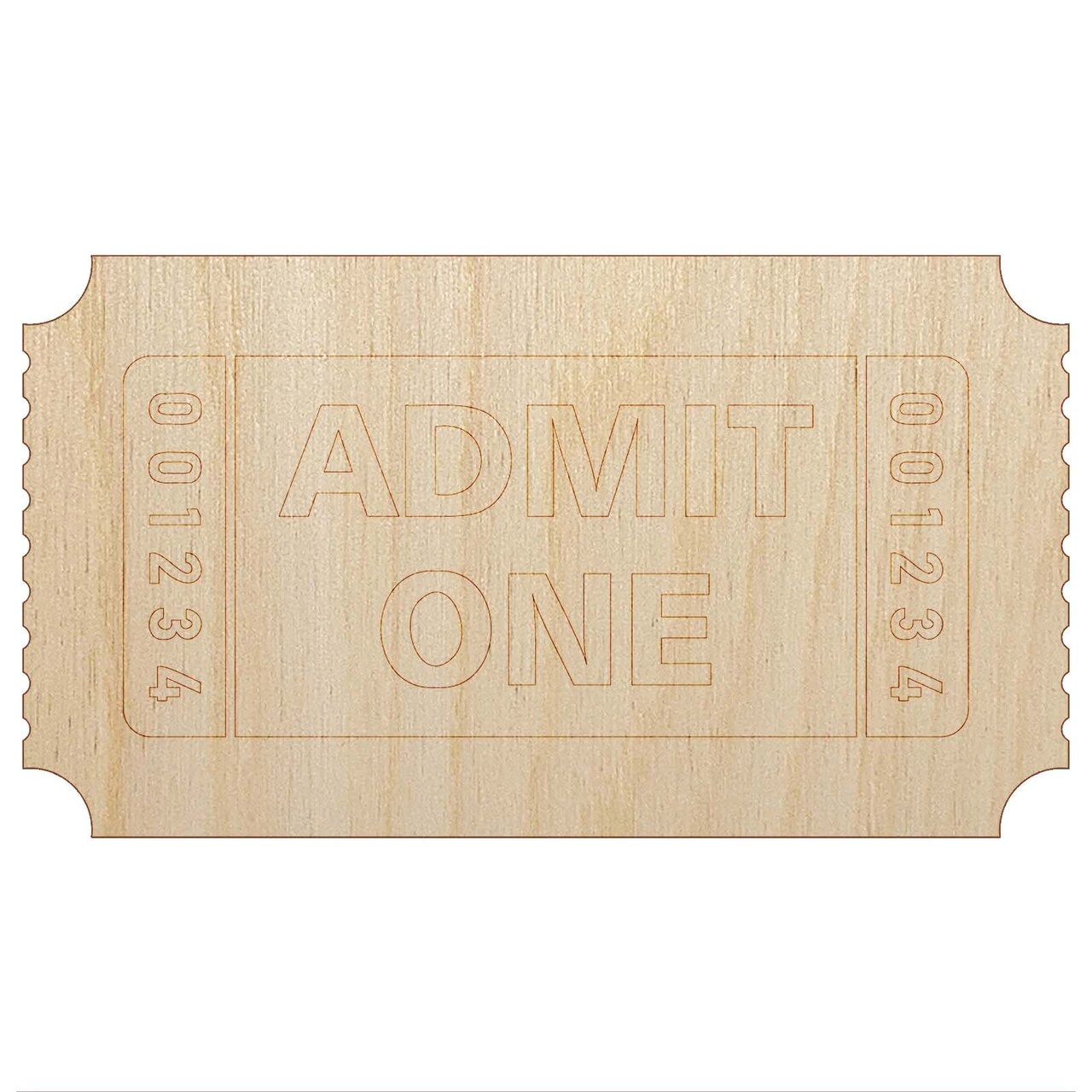 Classic Admit One Movie Raffle Ticket Unfinished Wood Shape Piece Cutout for DIY Craft Projects